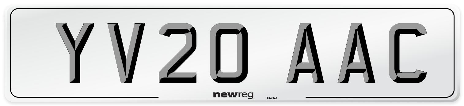 YV20 AAC Number Plate from New Reg